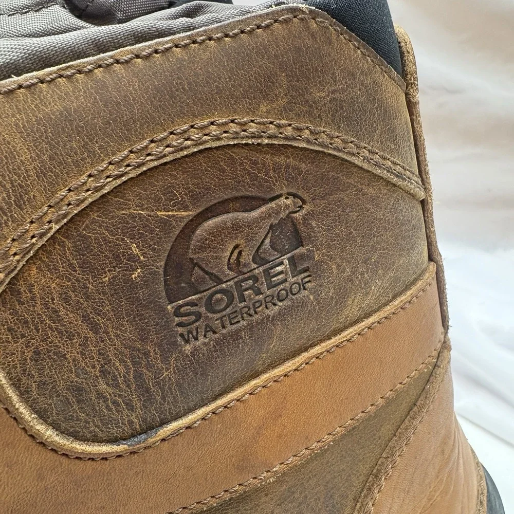 Sorel Conquest Boots Men Size 12 Brown Leather Waterproof Insulated NM8030-287